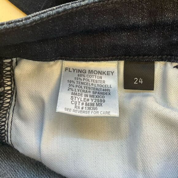 Flying Monkey Women’s Size 24 Dark Blue Wash Pleated Middle Straight Leg - Picture 10 of 12